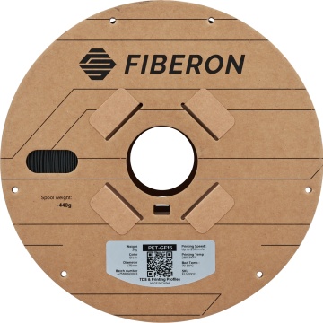 Vedere frontala rola de filament Polymaker Fiberon PET-GF15 Black 3kg - Filamente3D.ro