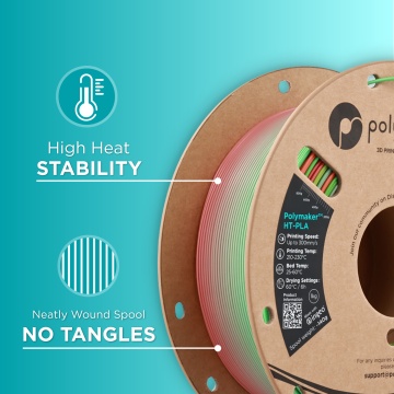 Calitatile filamentului Polymaker HT-PLA Gradient Rainbow - Filamente3D.ro
