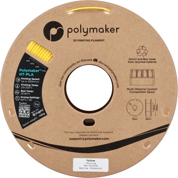 Rola vedere frontala filament Polymaker HT-PLA Yellow 1kg - Filamente3D.ro
