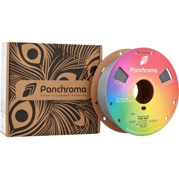 Ambalaj si rola de filament Polymaker Panchroma PLA Steel Grey 1kg - Filamente3D.ro