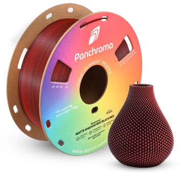 Vaza printata si rola de filament din care a fost printata - Polymaker Panchroma PLA Dual Matte Shadow Red - Filamente3D.ro