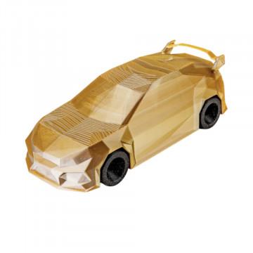 Masinuta orientata spre stanga printata din filament Polymaker Panchroma PLA Dual Silk Crown Gold-Silver - Filamente3D.ro