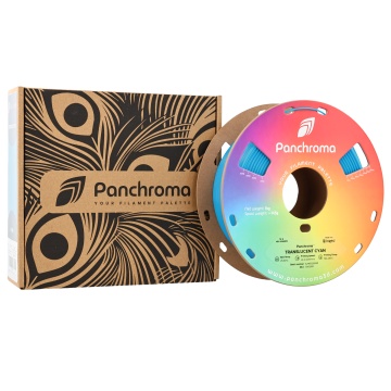 Rola si ambalaj filament Polymaker Panchroma PLA Translucent Cyan 1kg - Filamente3D.ro