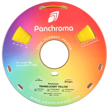 Vedere frontala rola filament Polymaker Panchroma PLA Translucent Yellow 1kg - Filamente3D.ro
