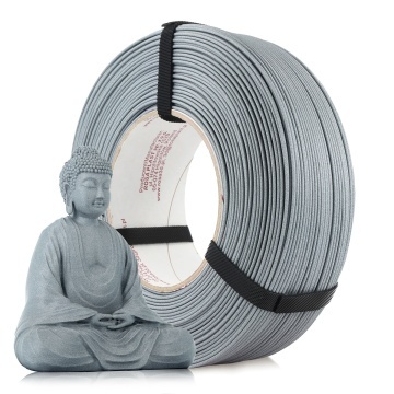 Rezerva de filament si bust Buddha printat din Rosa3D ReFill PLA-CF Matt Stone Cold Gray 1kg - Filamente3D.ro