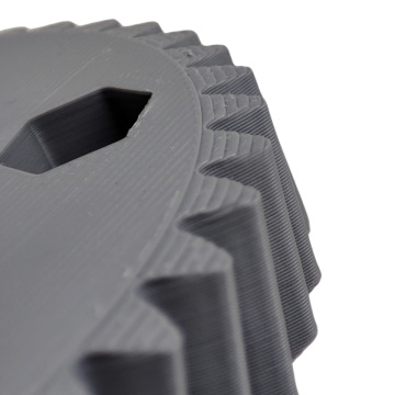 Detaliu roata dintata printata din filament F3D Premium PLA-HD Grey 1kg - Filamente3D.ro