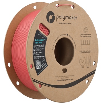 Vedere axonometrica rola de filament 1.75mm Polymaker PLA Pro - High Speed Tough PLA Light Red (rosu) 1kg