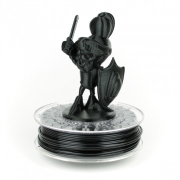 Statueta soldat printat care stă pe rola de filament ColorFabb XT Black 750g - Filamente3D.ro