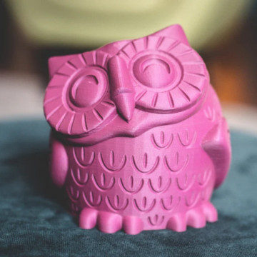 Statueta bufnita printata 3D din filament FormFutura Matt PLA - Purple Camouflage (violet) 750g - Filamente3D.ro