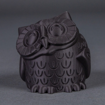 Statueta bufnita printata 3D din filament FormFutura Matt PLA - Stealth Black (negru) 750g - Filamente3D.ro