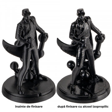 Statuete Polyman printate din filament Polymaker PolySmooth Black 750g inainte si dupa postprocesare - Filamente3D.ro