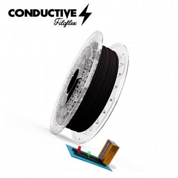 Filament Recreus Conductive FilaFlex (92A) Black (negru) 500g si carcasa printata 3D din acest material, plus text - Filamente3D.ro