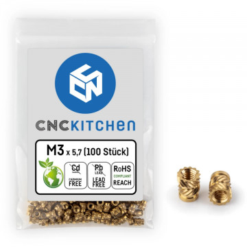 Inserturi filetate CNC Kitchen - M3 Standard (M3x5.7) - 100 buc