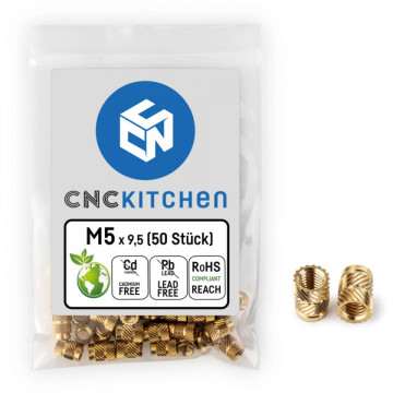 Inserturi filetate CNC Kitchen - M5 Standard (M5x9.5) - 50 buc