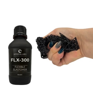 Sticla rasina AmeraLabs flexibila FLX-300 Black cu print strans in mana - Filamente3D.ro