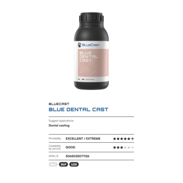 Caracteristici rasina BlueCast Blue Dental Cast 500g - Filamente3D.ro