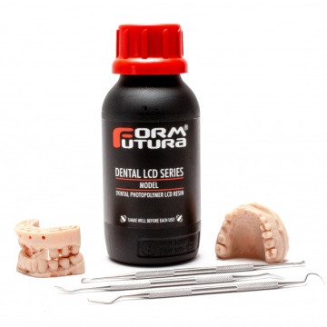 Piesa printata si sticla de rasina FormFutura Dental LCD Series - Model - Gypsum White (alb) 500ml - Filamente3D.ro
