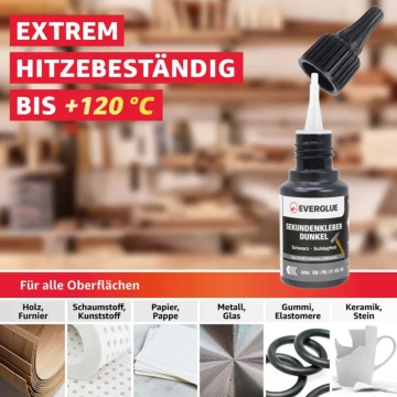 Aplicatii superglue Everglue Black (Vascozitate medie) - 20g - Filamente3D.ro