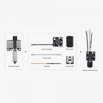 BambuLab X1 Series - Ansamblu Hotend cu duză din oțel întărit - continut - Filamente3D.ro
