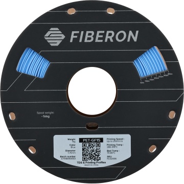 Vedere frontala rola de filament Polymaker Fiberon PET-GF15 Blue 1kg - Filamente3D.ro