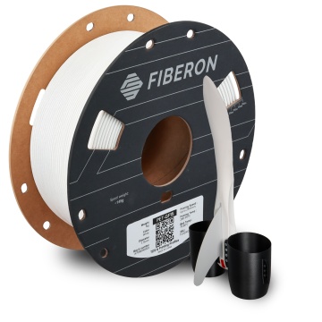 Rola si piesa printata din filament Polymaker Fiberon PET-GF15 White 1kg - Filamente3D.ro