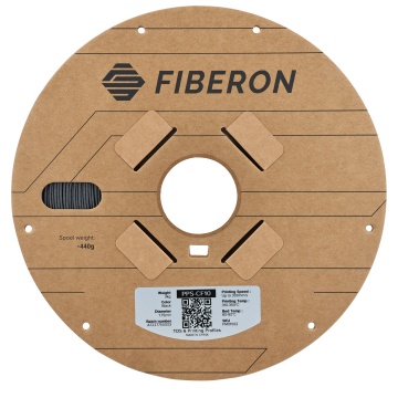 Vedere frontala rola de filament 1.75 mm Polymaker Fiberon PPS-CF10 (negru) 3kg - Filamente3D.ro