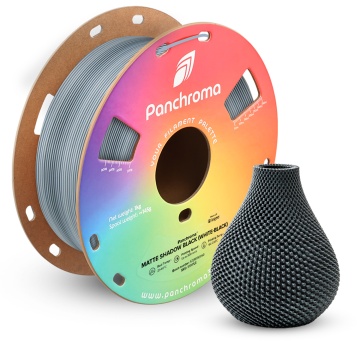 Vaza printata si rola de filament din care a fost printata - Polymaker Panchroma PLA Dual Matte Shadow Black - Filamente3D.ro