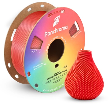 Vaza printata si rola de filament din care a fost printata - Polymaker Panchroma PLA Dual Matte Sunrise - Filamente3D.ro