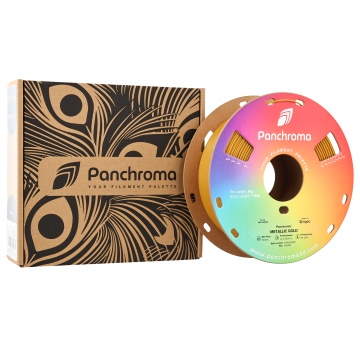 Rola filament 3D si ambalaj - Panchroma Metallic Gold cu efect metalic auriu si sclipici - ideal pentru finisaje decorative - Filamente3D.ro