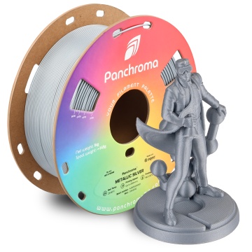Polymaker Scientist si rola Panchroma Metallic Silver cu efect metalic argintiu si sclipici - ideal pentru finisaje decorative - Filamente3D.ro