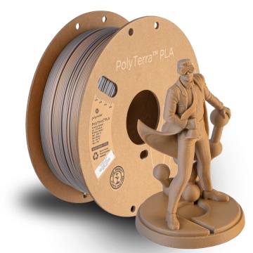 Statueta Polyman si rola de filament 1.75 mm PolyTerra PLA Dual Foggy Orange (gri-portocaliu) 1kg - Filamente3D.ro