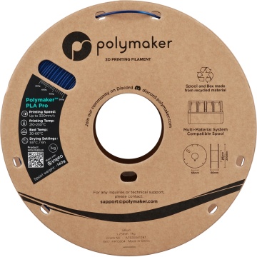 Vedere frontala rola de filament 1.75mm Polymaker PLA Pro - High Speed Tough PLA Blue (albastru) 1kg