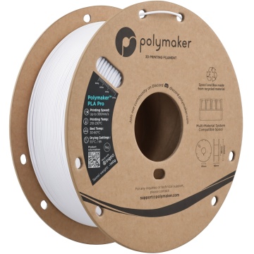 Vedere axonometrica rola de filament 1.75mm Polymaker PLA Pro - High Speed Tough PLA Cold White (alb) 1kg