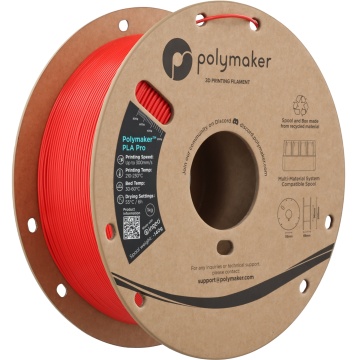 Vedere axonometrica rola de filament 1.75mm Polymaker PLA Pro - High Speed Tough PLA Red (rosu) 1kg