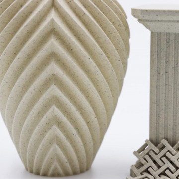 Detaliu vaza si coloana printata 3D din filament add:north E-PLA Marble 750g - Filamente3D.ro