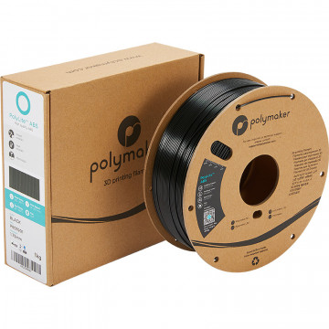 Cutie si rola de filament Polymaker PolyLite ABS Black (negru)1kg - Filamente3D.ro