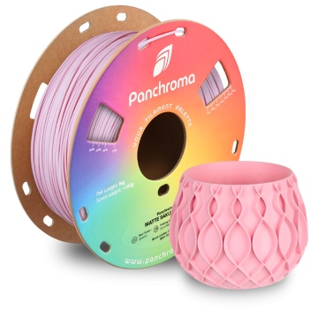 Vaza printata si rola de filament din care a fost printat, filament Polymaker Panchroma PLA Matte Sakura Pink (roz) 1kg - Filamente3D.ro