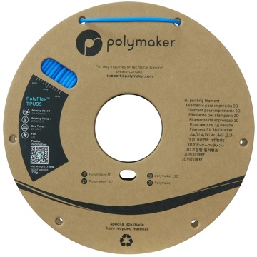 Rola vedere frontala filament Polymaker PolyFlex TPU-95A Blue 750g - Filamente3D.ro