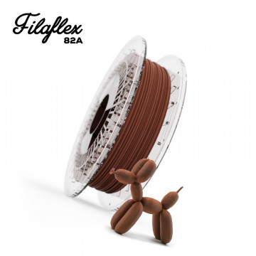 Catel printat 3D din filament Recreus FilaFlex Original 82A Brown (maro inchis) 500g si rola si text - Filamente3D.ro