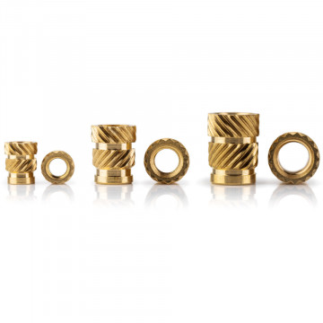 Detaliu macro inserturi filetate CNC Kitchen - M3 / M4 / M5 - Filamente3D.ro