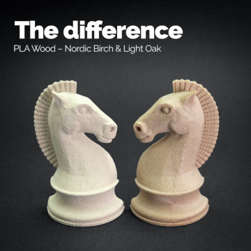 Piese de sah printate 3D din filament add: north Wood PLA Nordic Birch 500g si din Light Oark 500g - Filamente3D.ro