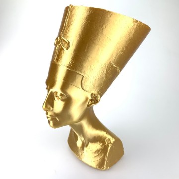 Bust Nefertiti printat din filament Fiberlogy FiberSilk Gold 850g - Filamente3D.ro
