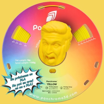 Rola si cap statueta om printata din filament 1.75 mm Polymaker Panchroma CoPE Yellow 1kg - Wow! Nu pot sa cred ca nu e PLA - Filamente3D.ro