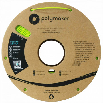 Vedere frontala rola de filament Polymaker PolyLite LW-PLA Bright Green 800g - Filamente3D.ro