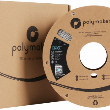 Ambalaj si rola de filament Polymaker PolyLite LW-PLA Grey 800g - Filamente3D.ro