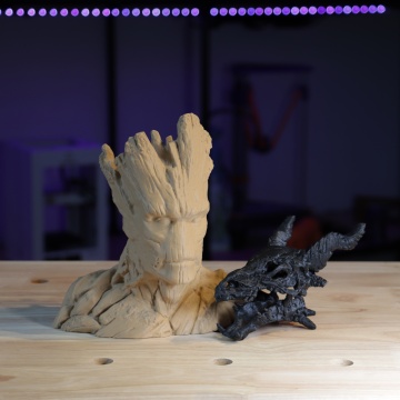 Statueta Groot printata din filament Polymaker PolyLite LW-PLA White 800g - Filamente3D.ro