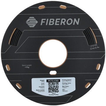 Vedere frontala filament 1.75 mm Polymaker Fiberon PETG-ESD Black (negru) 500g - Filamente3D.ro