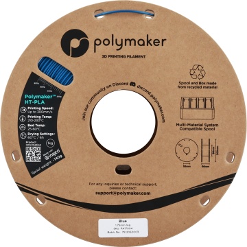 Rola vedere frontala filament Polymaker HT-PLA Blue 1kg - Filamente3D.ro