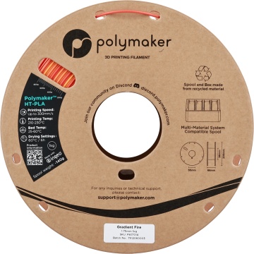 Rola vedere frontala filament Polymaker HT-PLA Gradient Fire 1kg - Filamente3D.ro