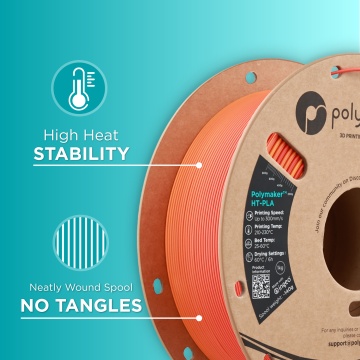 Calitatile filamentului Polymaker HT-PLA Gradient Fire - Filamente3D.ro